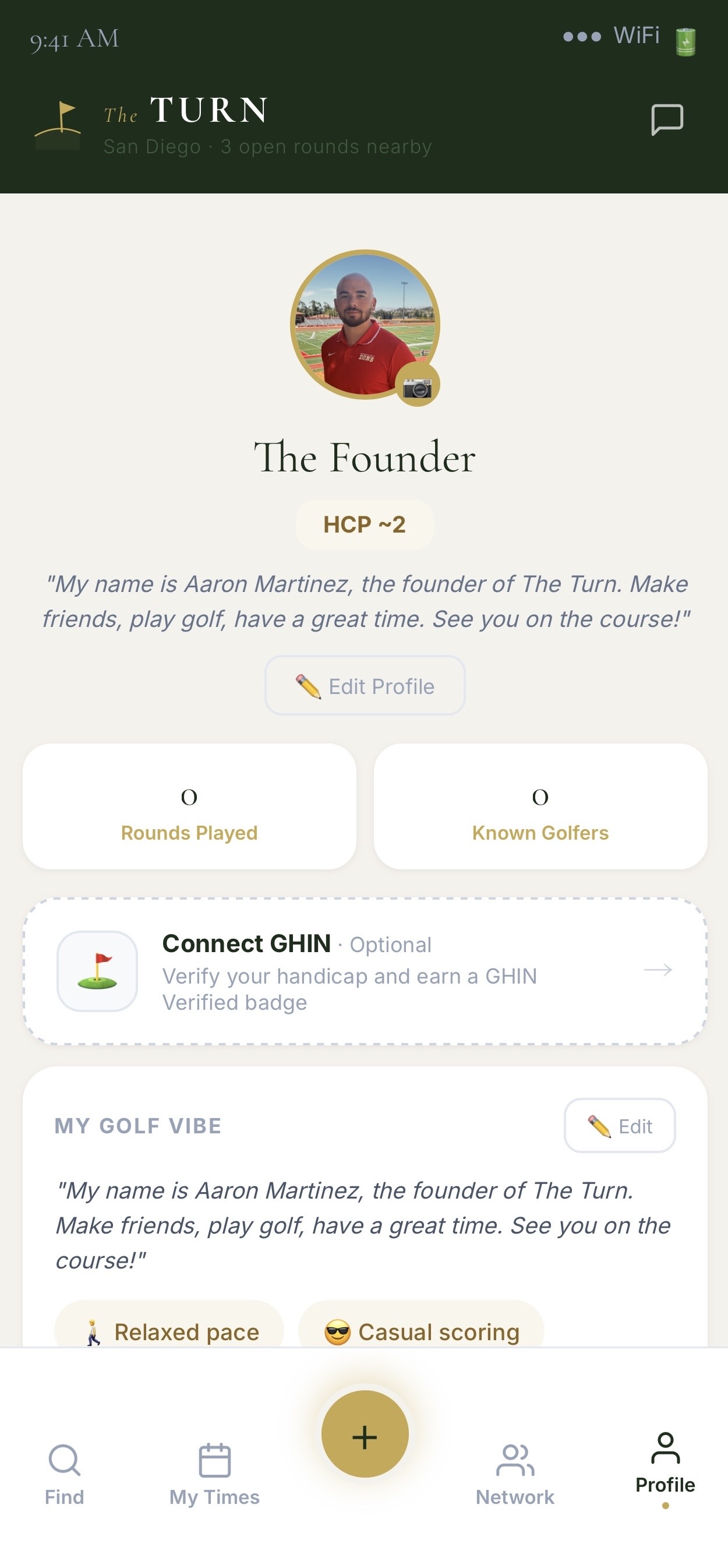 The Turn — Your golfer profile