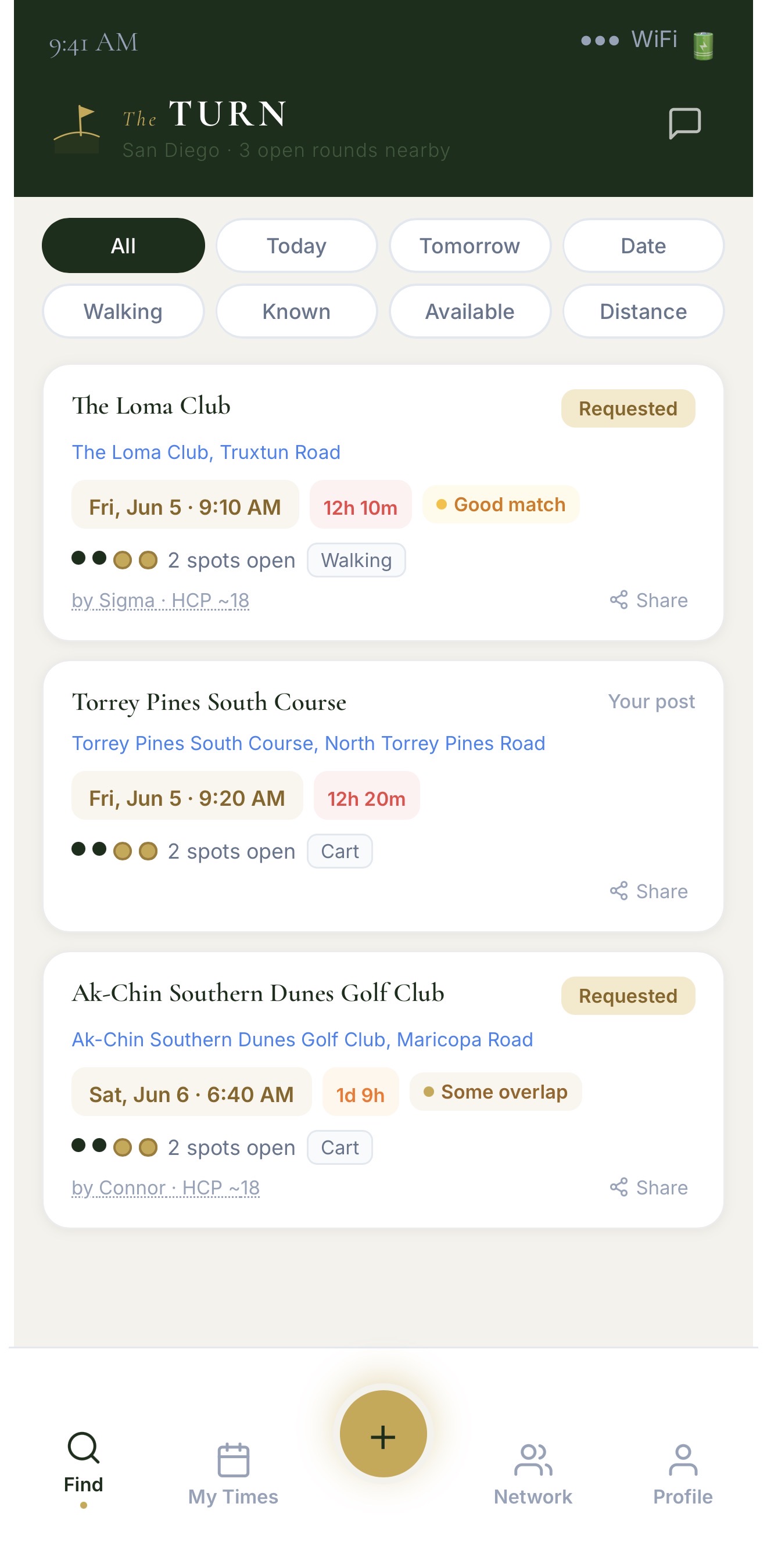 The Turn — Find open rounds near you